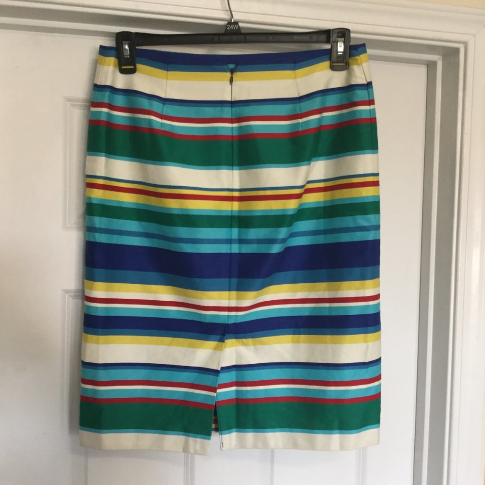 Talbots Size 8 Multi Color Midi Striped Skirt Guc - image 2